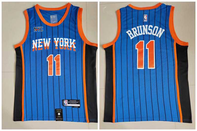 Knicks 11 Jalen Brunson Blue Nike 2023-24 City Edition Swingman Jersey->sacramento kings->NBA Jersey